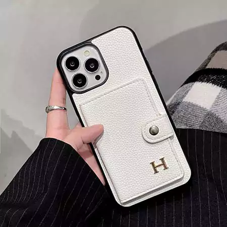iphone 15プラス 携帯ケース メタルロゴ hermes