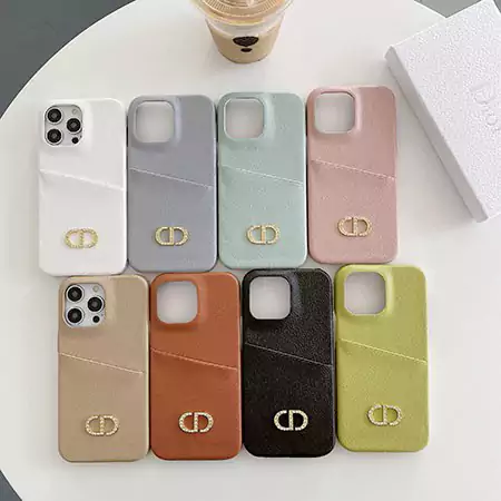 皮製 ディオール iphone16promax/16pro/15ケース ラインストーン付き メタルロゴ カード収納 ブランドロゴ Dior  スマホケースブランドSC23091927