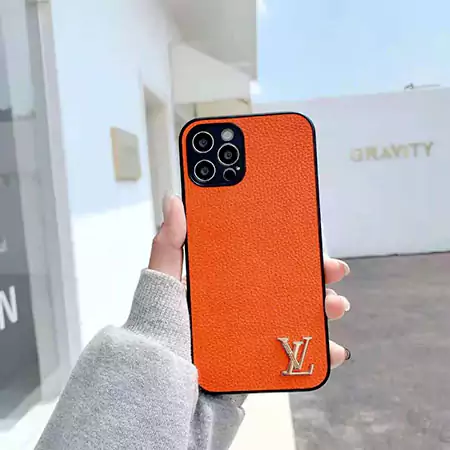 ルイビトン iphone12pro/12 金具ロゴ付きスマホケース ライチテクスチャ 黒枠ビトンlvシンプル風カバーSC21031627