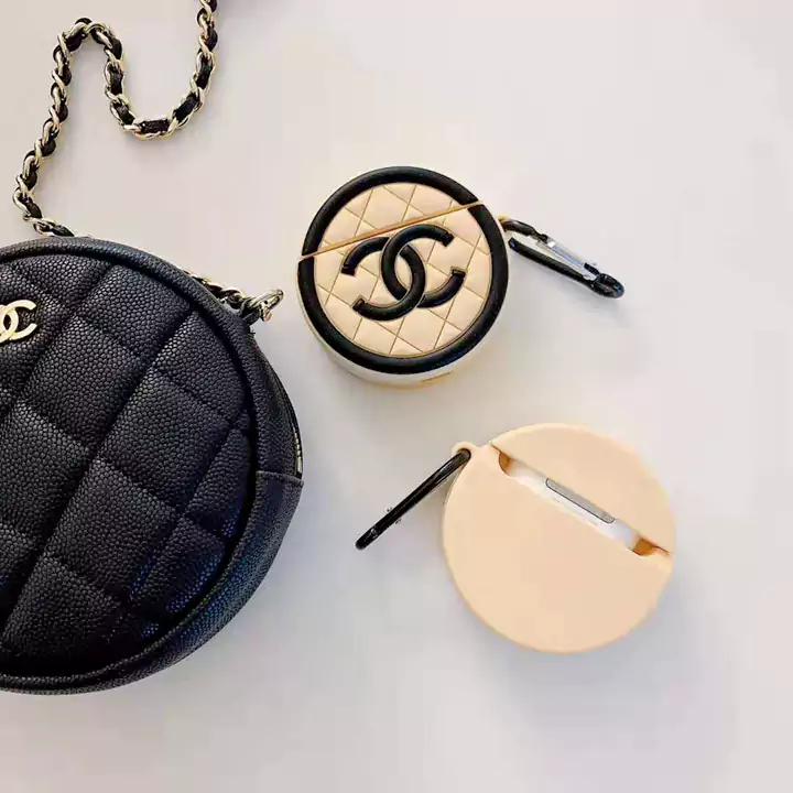 シャネル airpods ケース 可愛い シャネル 丸形 airpodsカバー カラビナ シリコン エアポッツケース ブランド お洒落SC198602